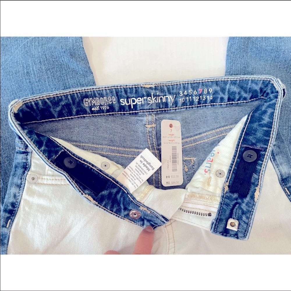 GYMBOREE Girls Blue White Super Skinny Denim Jeans - Picture 6 of 7